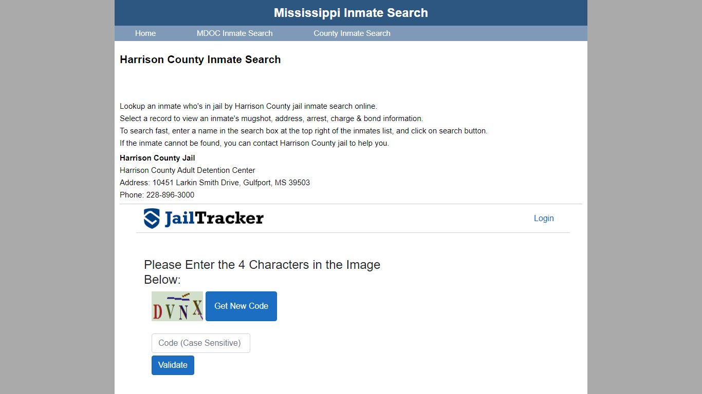 Harrison County Inmate Search - Mississippi Inmate Search